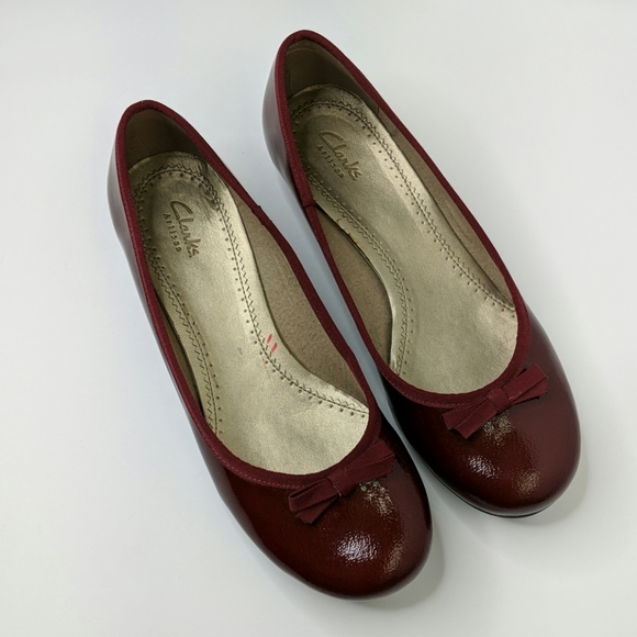 Clarks Shoes - Clarks Artisan Deep Red Patent Leather Flats
